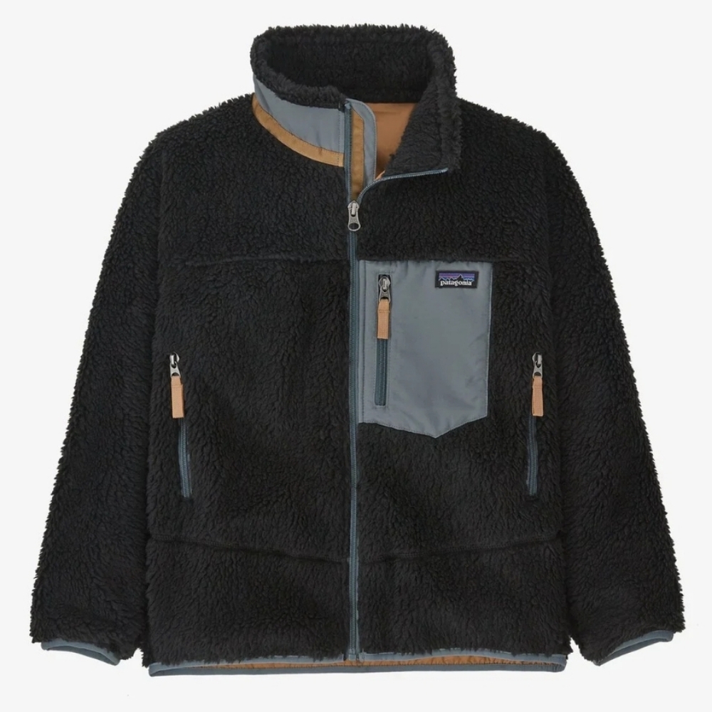 Patagonia Kids Black and Blue Fleece Jacket